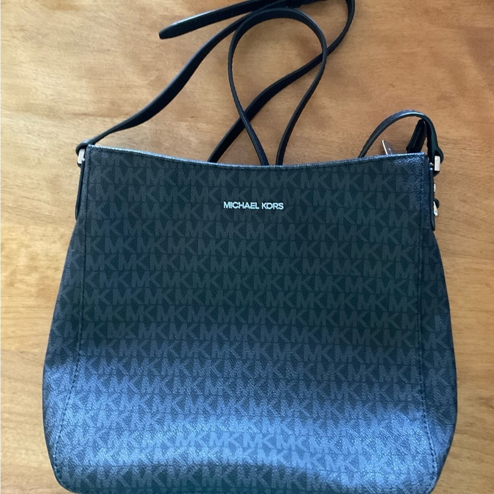 Michael Kors Jet Set Travel Large Logo Messenger Bag Black - Picture 2 of 3